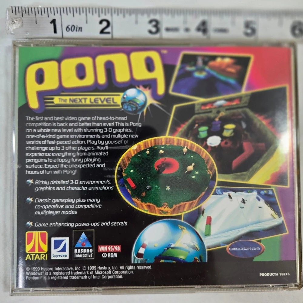 Pong The Next Level PC Game 1999 Windows 95‎ 98 Atari Retro Jewel Case CIB